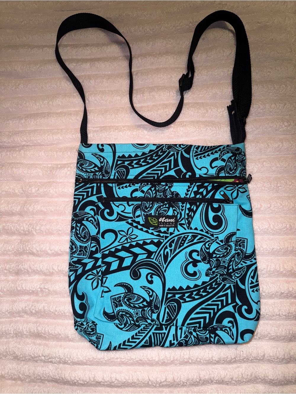 Nani Island Crossbody Bag, handmade in Hawaii tattoo and sea turtle  motif.